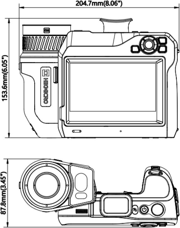 Hikmicro SP60H HandHeld Thermography Camera dimensions.